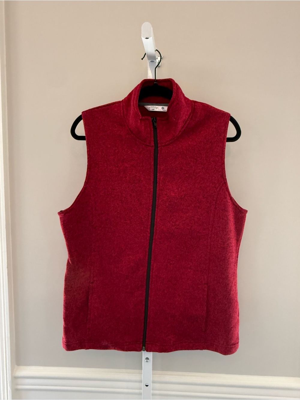 Riders by Lee Red Sweater Vest Full Zip Sleeveless Fleece Women’s Cozy